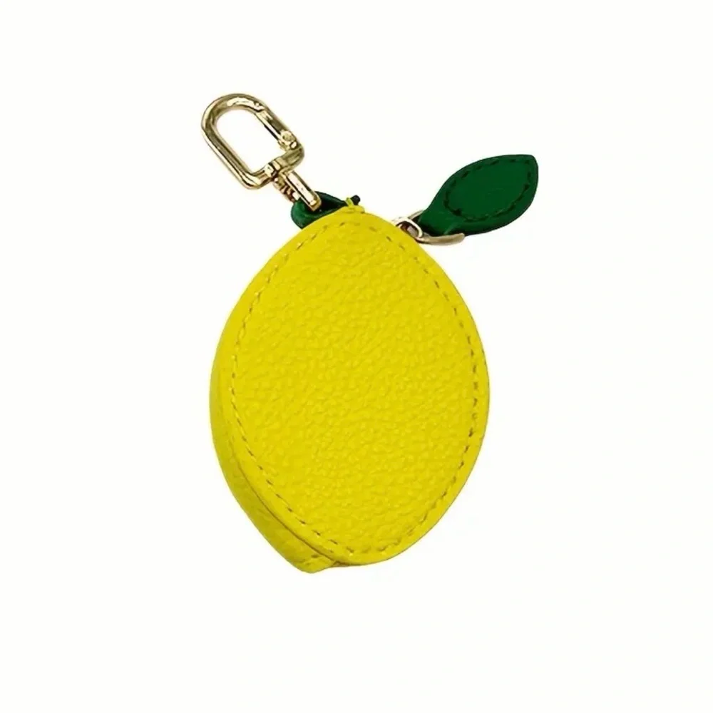 Lemon Purse Bag Charm Keychain Zippered Coin Pouch Airbuds AirTag NWT